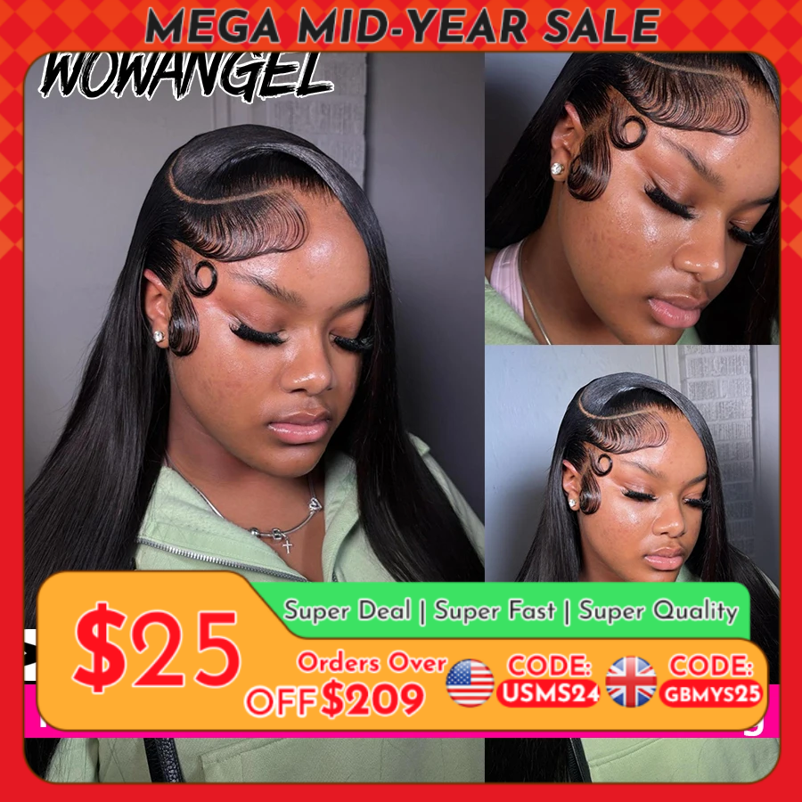 Eyelash Extension Natural Look - WOWANGEL Straight Lace Front Wigs 100%