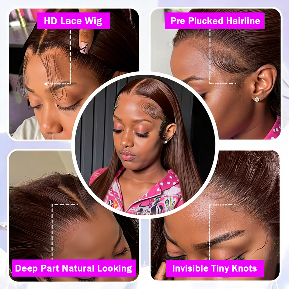 HD Chocolate Brown 13x4 Straig - Eyelash Extension Natural Look 리뷰 및 가격