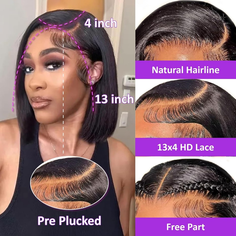 No Glue Straight Short Bob Wig - Eyelash Extension Natural Look 리뷰 및 가격